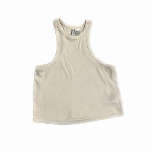 CREAM HALTER CROP TOP